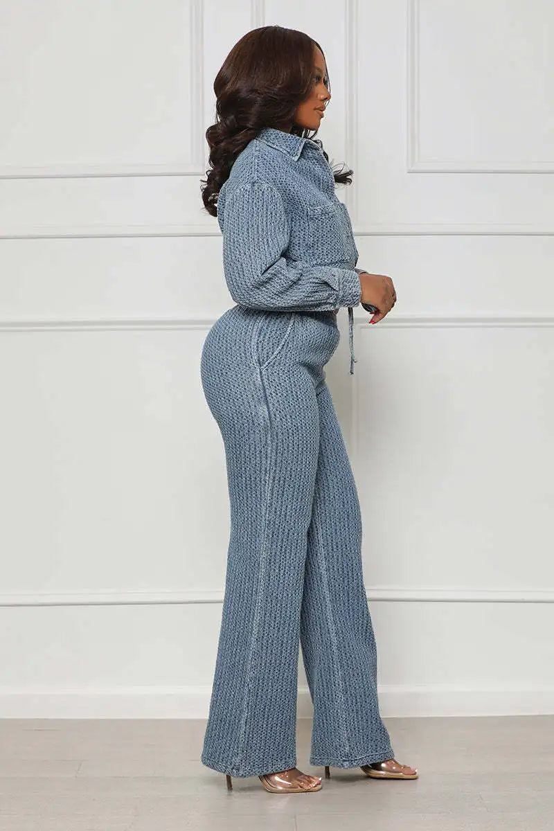 Spoken Dreams: Elegant Denim Two Piece Sets