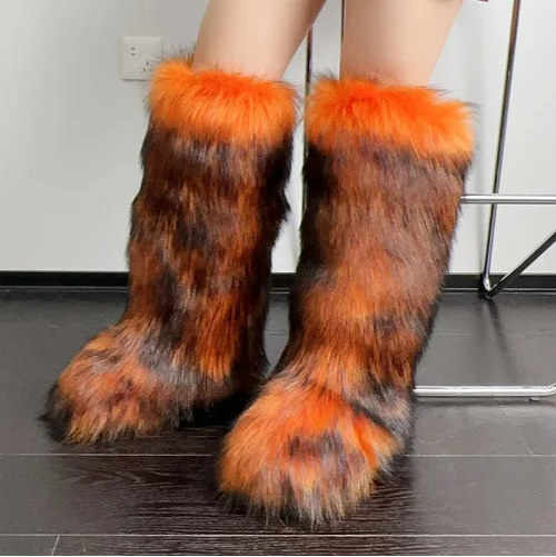 Spoken Dreams: Women's Knee High Fuzzy Faux Fur Boots