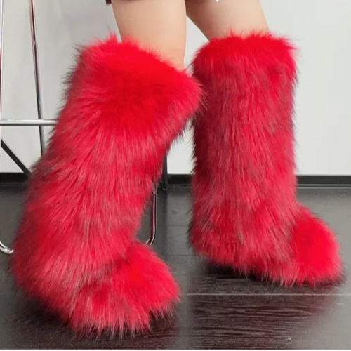 Spoken Dreams: Women's Knee High Fuzzy Faux Fur Boots