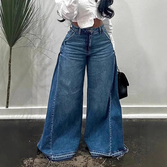 Spoken Dreams: Low Waist Wide Leg Denim Jeans
