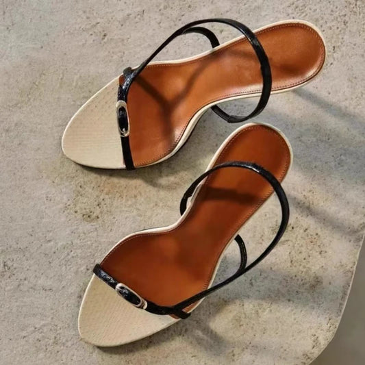Fashion Buckle Open Toe Slip on Back Strap Sandals