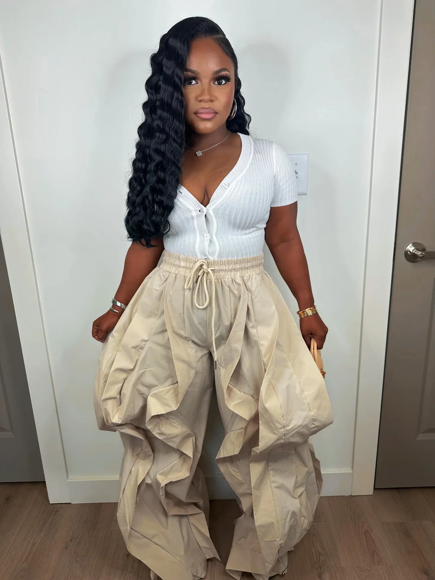 Women Summer Fashion Clothes Trousers Sexy Elegant Ruffle Wide Leg Pants