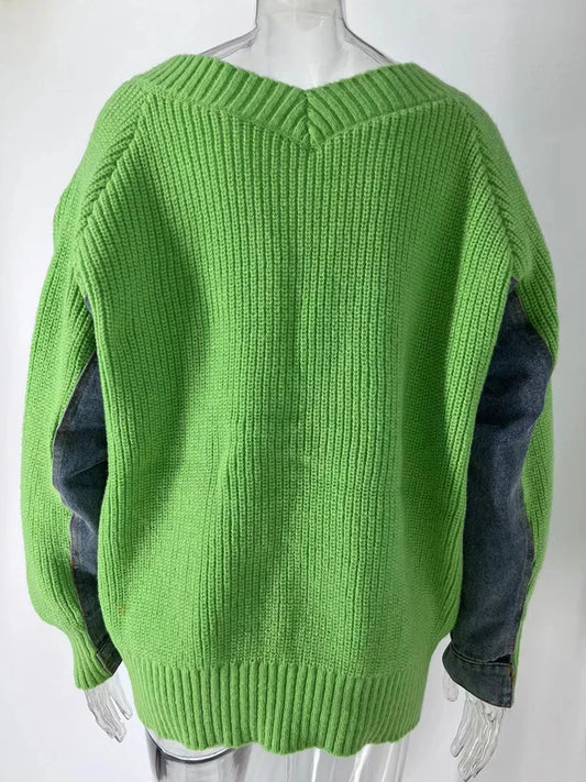 Denim Knit Sweater Cardigans