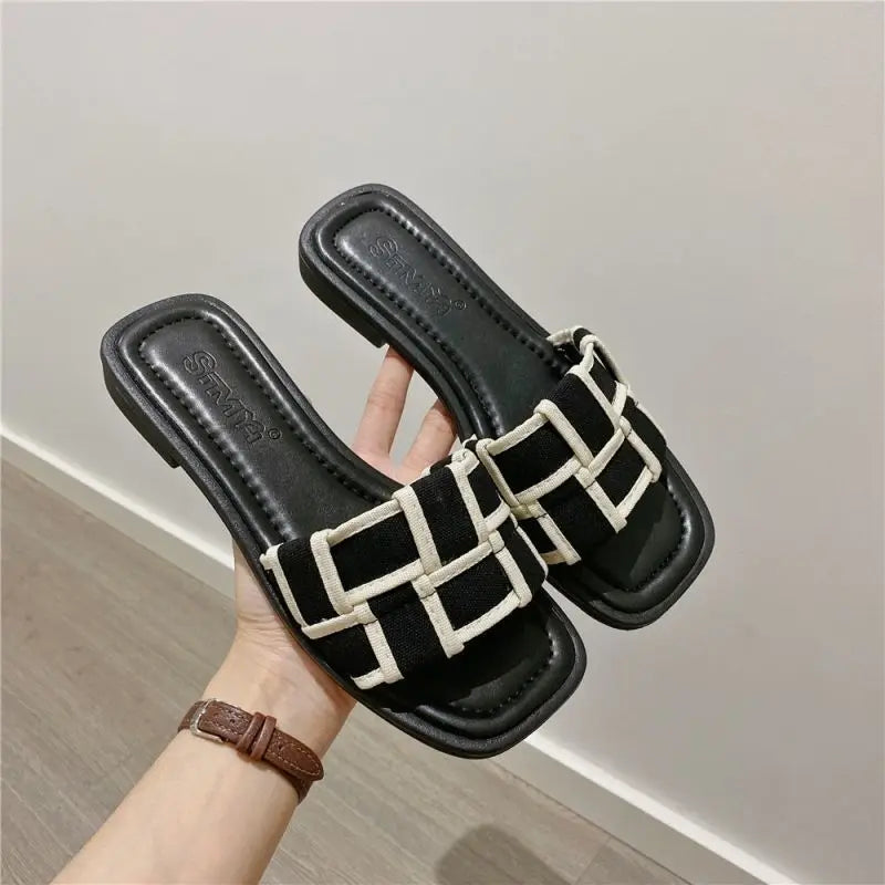 Black and White Plaid Slippers