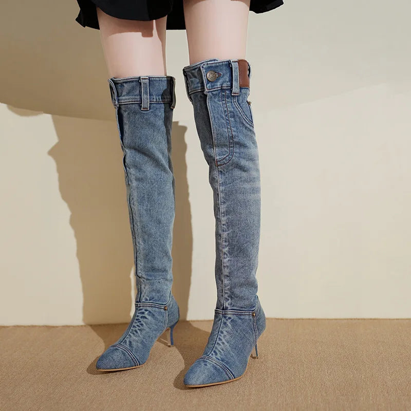 Spoken Dreams: Denim Boots High Heels