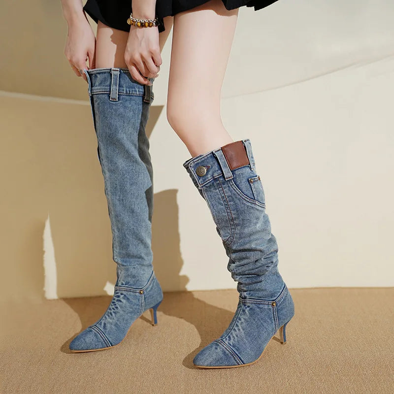 Spoken Dreams: Denim Boots High Heels