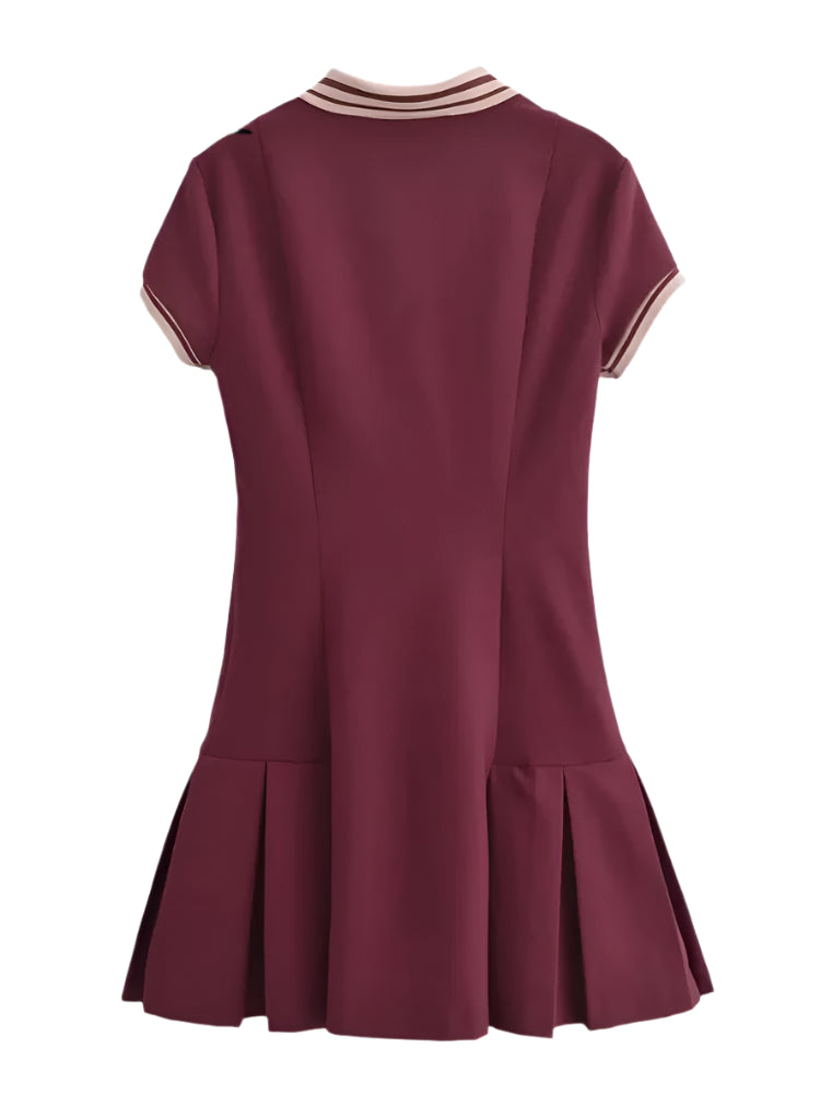 Ribbing Wide Pleated Short Dresses for Women 2025 New Office Mini Dress Woman Short Sleeve Party Dresses Streetwear Dress