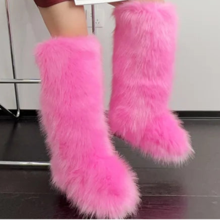 Spoken Dreams: Women's Knee High Fuzzy Faux Fur Boots