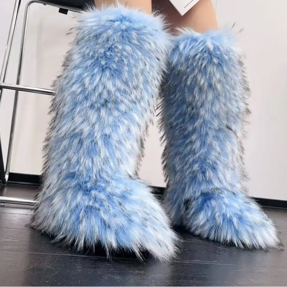 Spoken Dreams: Women's Knee High Fuzzy Faux Fur Boots