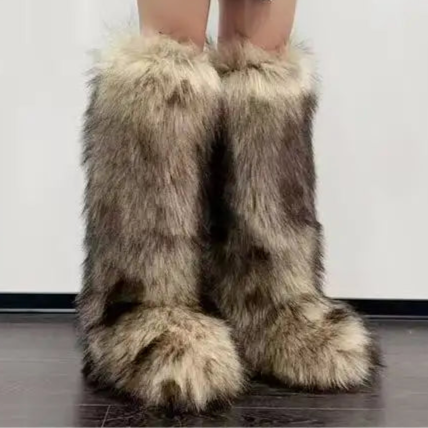 Spoken Dreams: Women's Knee High Fuzzy Faux Fur Boots