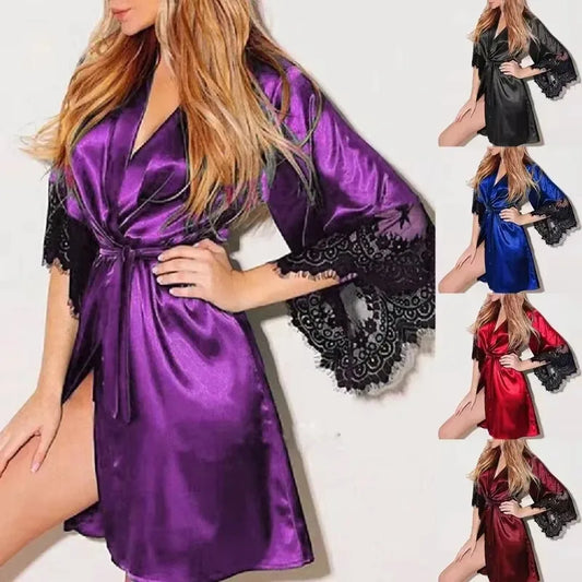 French Sexy Silk Satin Robe