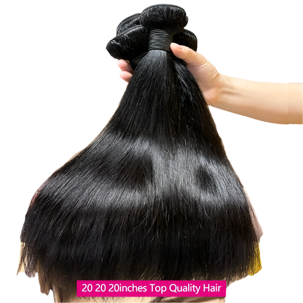 Straight Human Hair Bundles and Closure 12A Brazilian Raw Hair Bundles With 2x6 Deep Kim HD Lace Closure And Bundles