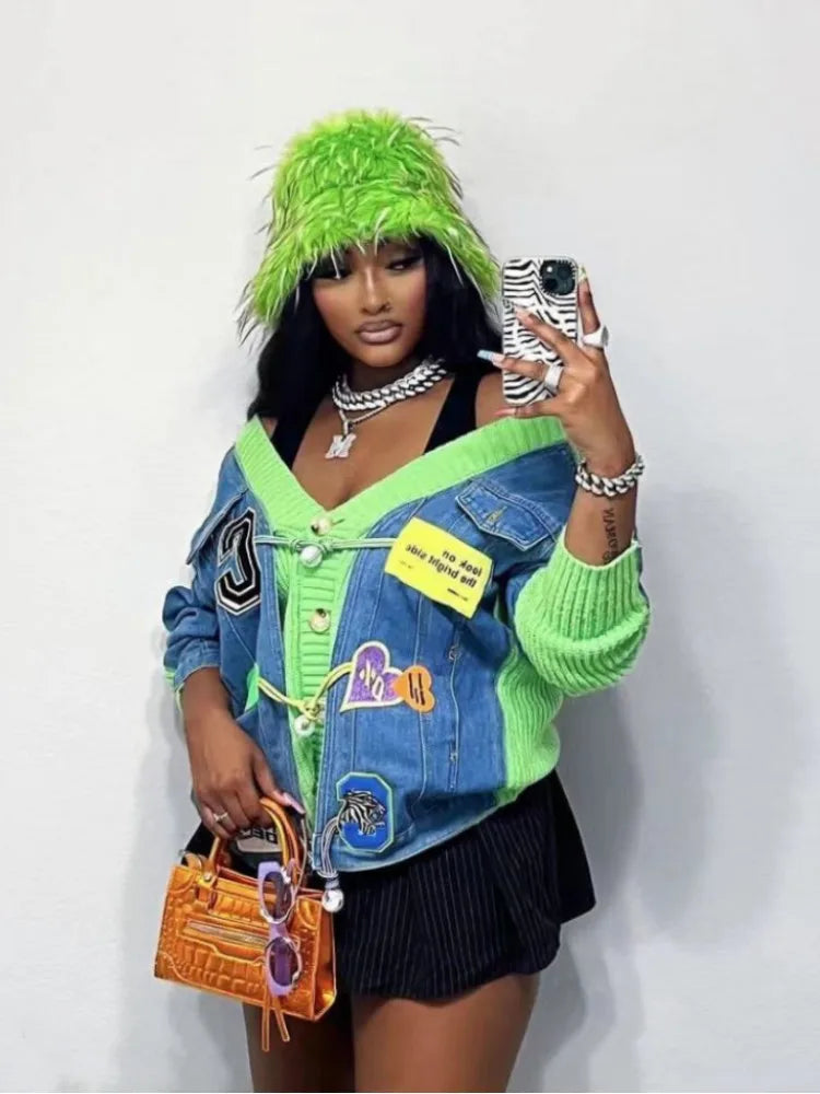 Denim Knit Sweater Cardigans
