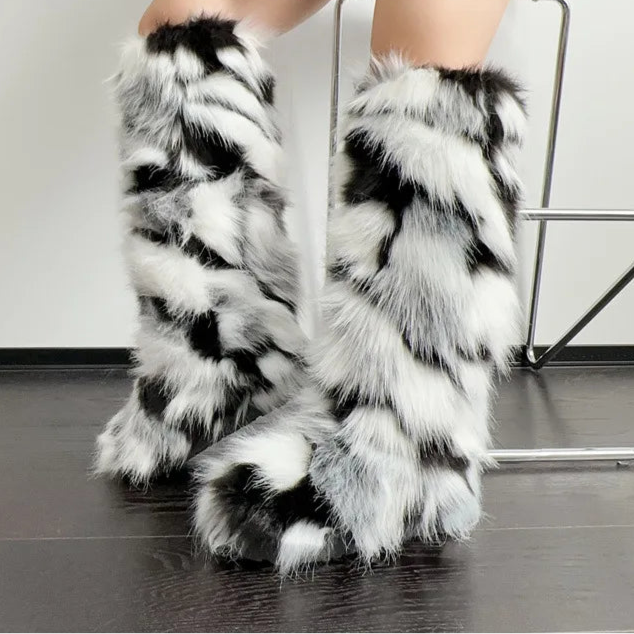 Spoken Dreams: Women's Knee High Fuzzy Faux Fur Boots