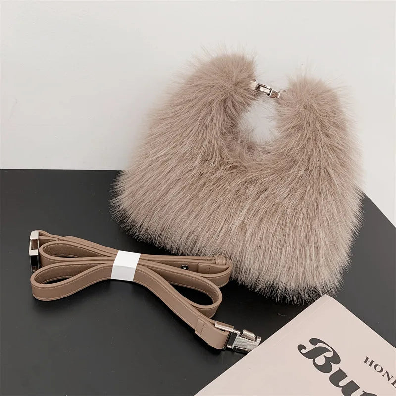 Spoken Dreams: Soft Plush Hobos Shoulder Bags Winter Fur