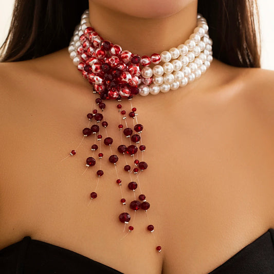 Spoken Dreams: Multilayer Imitation Pearl Necklace
