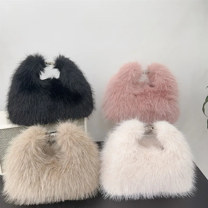 Spoken Dreams: Soft Plush Hobos Shoulder Bags Winter Fur
