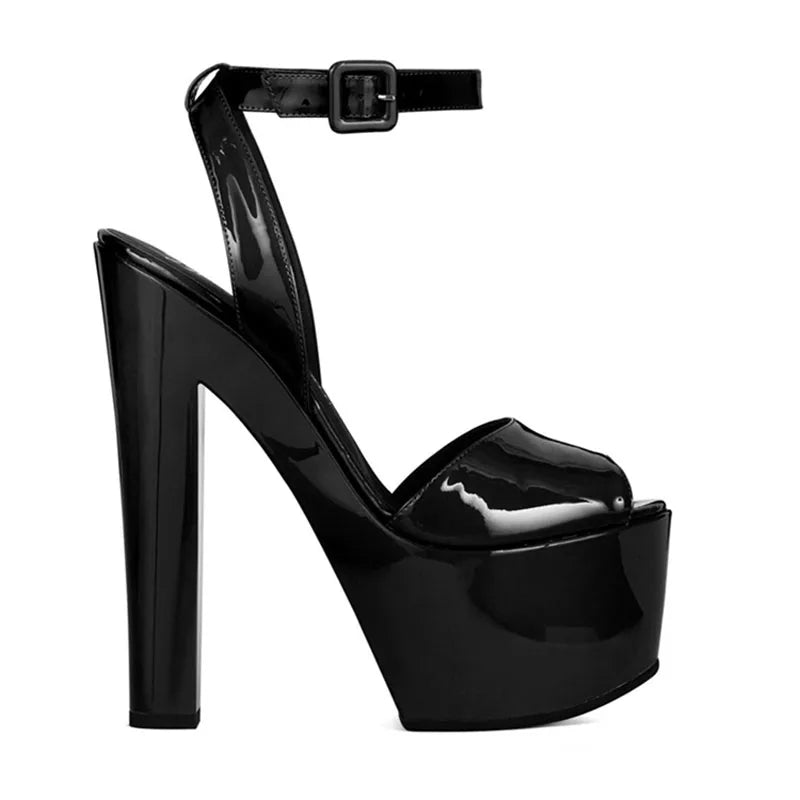 Fashion Velvet Platform Block Heel Sandals Back Cross  Strap Buckle Super High Heels Mixed Colors Woman Peep Toe Party Shoes
