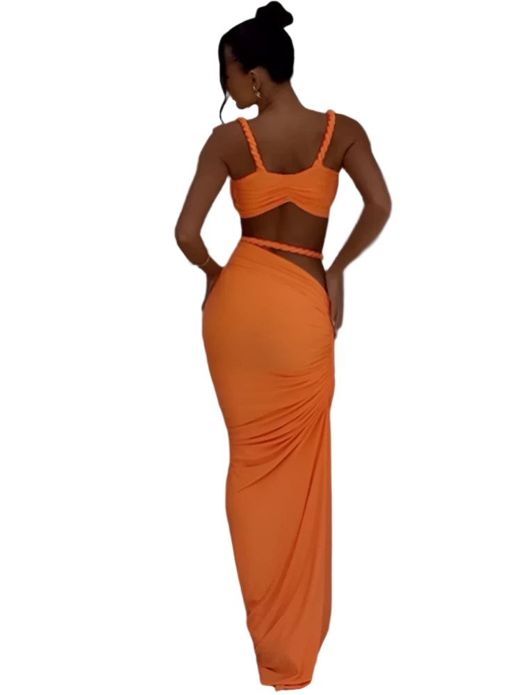 Sister Linda Autumn Release Junior Ankle-Length High Street Skirt Suit  Girl Solid Cleavage Backless Fashion Skirt Suit