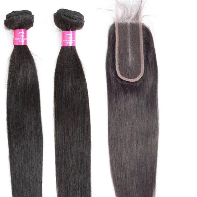 Straight Human Hair Bundles and Closure 12A Brazilian Raw Hair Bundles With 2x6 Deep Kim HD Lace Closure And Bundles