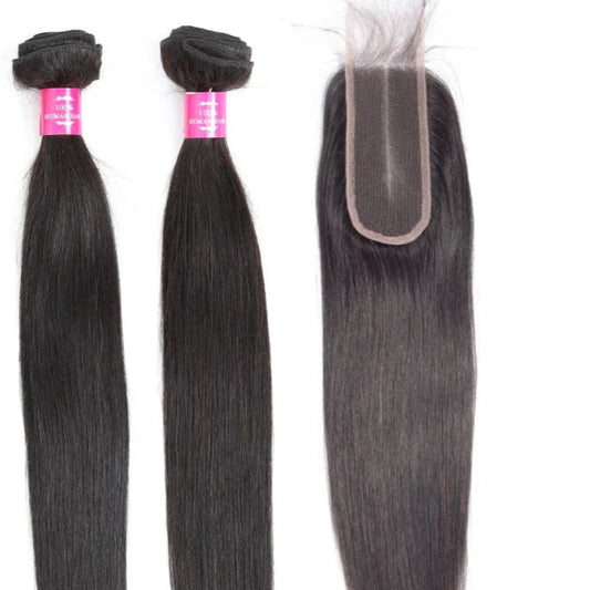 Straight Human Hair Bundles and Closure 12A Brazilian Raw Hair Bundles With 2x6 Deep Kim HD Lace Closure And Bundles