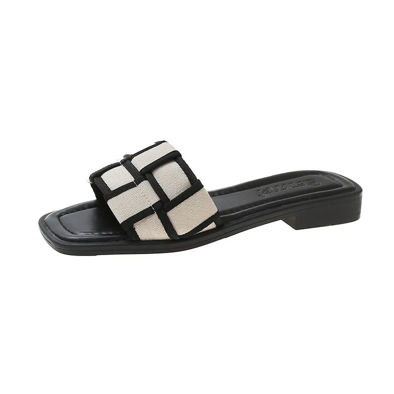 Black and White Plaid Slippers