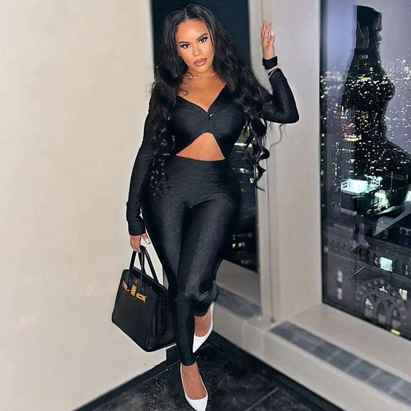 Sexy Off the Shoulder Birthday Jumpsuit for Women Night Club Outfit Party Hollow Out Ruched Skinny Long Sleeve Rompers Full Body