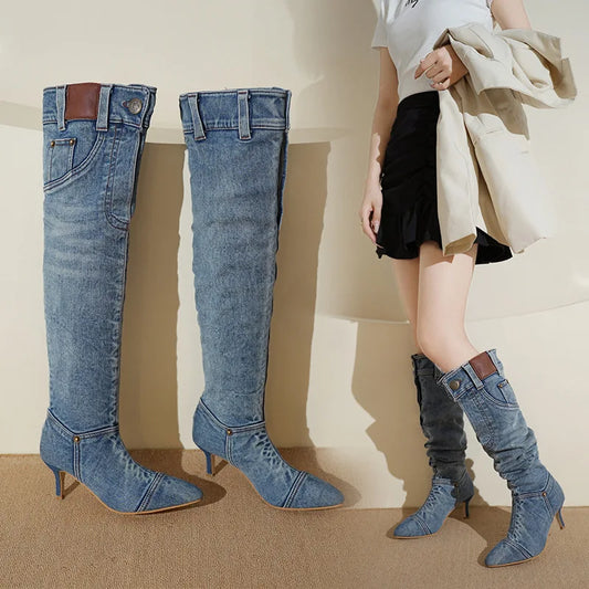 Spoken Dreams: Denim Boots High Heels