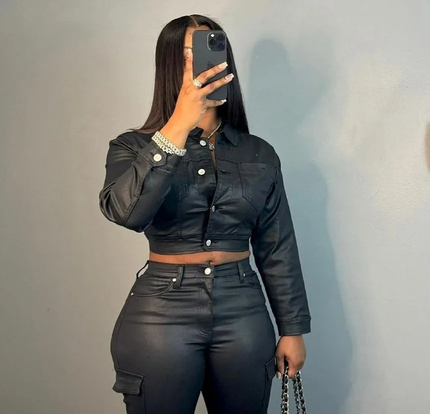 Spoken Dreams: Leather Casual Two Piece Set