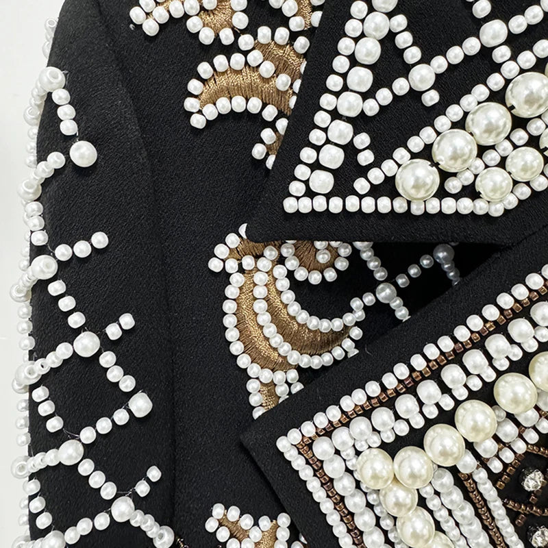 Spoken Dreams: Embroidery Diamond Short Lapel Long Sleeves Jackets