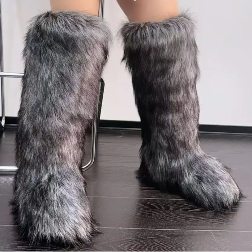 Spoken Dreams: Women's Knee High Fuzzy Faux Fur Boots
