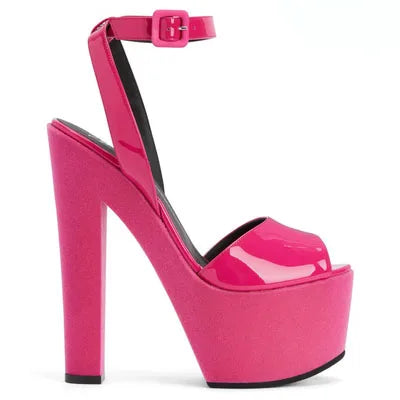 Fashion Velvet Platform Block Heel Sandals Back Cross  Strap Buckle Super High Heels Mixed Colors Woman Peep Toe Party Shoes